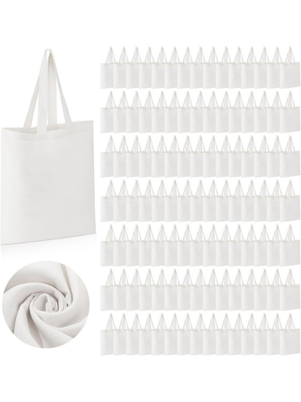 120 Pcs Blank Cotton Tote Bags Bulk - 15x16 Inch Eco-Friendly, Reusable Shopping